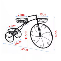 Wisfor 3 Tiers Bicycle Plant Stand Wrought Iron Planter Garden Flower Pot Basket