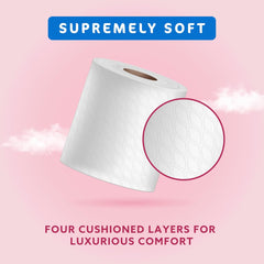 Toilet Roll, 4-ply Quilted, Supremely Soft, 48 Rolls (4 Packs of 12), 160 Sheets per Roll, FSC Certified