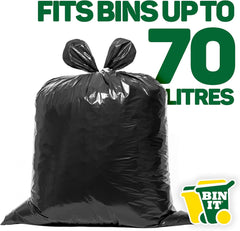 40 Everyday 70L Strong & Secure, Refuse Sacks, Bin Bags, Bin Liners, Flat Top, Recycled, Tear Resistant, 30 μm, Perfect for Everyday Use, Household, Office, Kitchen & Caterers