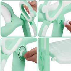 Adjustable Potty Training Toilet Seat with Step Stool Ladder for Baby Boys with Anti-Splash Guard, Soft Cushion, and Assistant Ring with Handles and Backrest