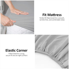 Fitted Sheet Single Bed - Grey Bedding Sheet - Plain Dyed Microfiber Bedsheets (11796015)