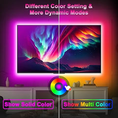 Daymeet LED Backlights, 9.8FT RGB Music Sync Lights for 32-60 Inch TV Behind, Rainbow Color With Remote APP Control USB Strip Lights for Room Xmas Decor