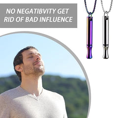 2 Pcs Portable Breathing Necklace, Stainless Steel Whistle Necklace in 2 Colors, Anapana Breathing Necklace for Breathing Exercises, Mindfulness, Meditation, Lover, Women, Men
