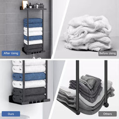 Wall Mounted Towel Rack Bathroom Towel Storage Organizer Metal Shelf Holder