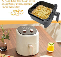 Air Fryer Parchment Paper Liner, 50PCS Square Air Fryer Liners Disposable, Greaseproof Paper, Compatible with COSORI, Ninja, Tefal, Russell Hobbs Fryers (Unbleached)