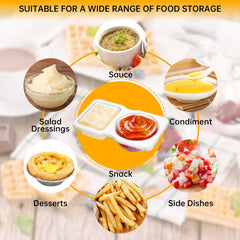20pcs Reusable Snack Containers with Lids, Double Compartment Snack Pot,for Sauce,Condiment,Salad Dressings, Desserts and Assorted Side Dishes,Ideal for On-The-Go Meals and Parties