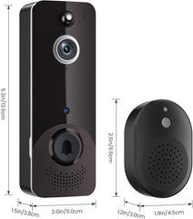 WiFi Video Doorbell with Free Ring Chime, Human Detection, Night Vision, Cloud Storage, Battery Powered