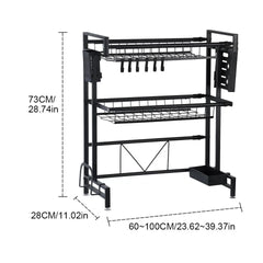 Space Saving Over The Sink Dish Drying Rack 2 Tier Adjustable Dish Drainer Large