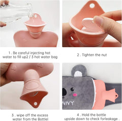 Hot Water Bottle Belt Koala Rubber with Soft Waist Cover for Neck Shoulder Back Legs and Waist Warming Cup Multicolor