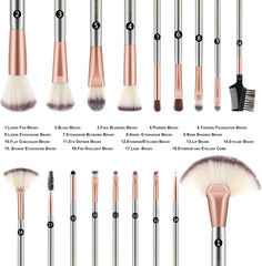 Ammiy Makeup Brushes Sets Professional 10/ 18 Pcs Make up Brushes Premium Synthetic Foundation Brushes Blending Face Powder Blush Eyeshadow Eyeliner Make Up Brush Kit with PU Leather Bag
