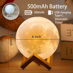ACED Moon Lamp 2024 Upgrade with Timing 3D Printing Moon Night Light 16 Colours with Wooden Stand Remote & Touch Control and USB Rechargeable Gift for Her Him Kids Women Men Birthday