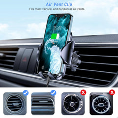 Car Phone Holder, Adjustable Car Phone Mount Cradle 360° Rotation - 4 in 1 Super Stable for Dashboard/Windscreen/Air Vent, One Button Release for All 4.7 to 6.7 inch Smartphones
