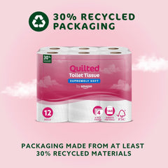 Toilet Roll, 4-ply Quilted, Supremely Soft, 48 Rolls (4 Packs of 12), 160 Sheets per Roll, FSC Certified