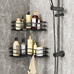 Corner Shower Caddy, No Drilling Bathroom Shelf Organiser, Stainless Steel Shower Storage Rack with Soap Razor Holder Hollow Installation