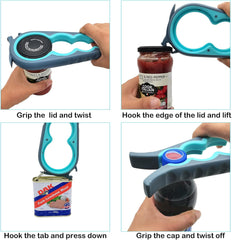 Otstar Jar Opener Bottle Opener and Ring Pull Can Opener for Weak Hands Arthritis Hands, Elderly Kitchen Lid