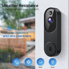 1080p Wireless Video Doorbell with Indoor Chime, AI Human Detection, 2-Way Audio, Night Vision, AES-128 Cloud Storage - Smart Home Protection