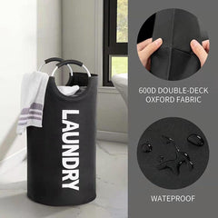 90L Laundry Basket with Soft Cushion Handle, Waterproof, Clothes Basket, Home Organizer for Laundry Pack