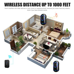 Wireless Door Bells Waterproof 1000ft Long Range Plug in Home Cordless Doorbell
