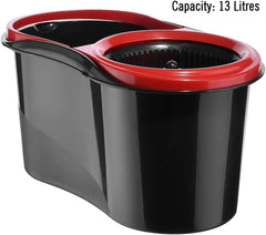 Best House Spin Mop and Bucket Set 13 Litres Microfibre Mop Head Stainless Steel Long Handle 360° Rotating Wet and Dry