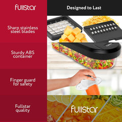 Vegetable Chopper Cutter Mandoline Slicer Cheese Grater - Food Onion Salad Veggie Chopper with Container - French Fry Potato Dicer Slicer Cutter - Kitchen Tools Gadgets (6-in-1 Compact White) Set Stainless