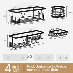 Kegii Shower Caddy 1/3/4 Pack, Bathroom Storage Shelf Organiser, No Drill Adhesive Rack, Stainless Steel
