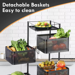 6 Tier Kitchen Rotating Storage Trolley Cart Utility Vegetable Mobile Shelf Rack