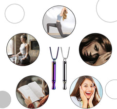 2 Pcs Portable Breathing Necklace, Stainless Steel Whistle Necklace in 2 Colors, Anapana Breathing Necklace for Breathing Exercises, Mindfulness, Meditation, Lover, Women, Men