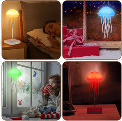 Jellyfish Lamp, Voice Control Jellyfish Lamp with Dancing Legs, RGB Gradient Jellyfish Bedside Lamp, Rechargeable Jellyfish Table Lamp with Touch Sensor, Christmas Gifts (Hanging + Base) [Energy Class A]