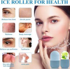 flintronic Ice Face Roller, Silicone Mold Ice Roller, Reusable Facial Beauty Ice Roller, Skin Care Tools for Firms Skin, Minimizes Eye Lines, Brighten Face (Blue)