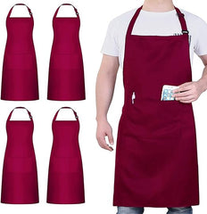 4 Pack Chef Aprons, Apron with 2 Pockets, Waterproof Adjustable Apron for Men, Women, Professional Kitchen Apron for Kitchen, Gardening, Restaurant, Barbecue, Coffee