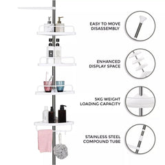 4 Tier Telescopic Bathroom Wall Corner Shelf Rack Shower Caddy Storage Organizer for Home