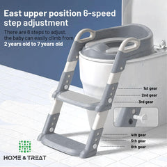 Potty Training Toilet Seat with Step Stool Ladder for Kids | Foldable Anti-Splash Guard Soft Cushion Handle for Baby Boys - Assistant Ring with Handles and Backrest (Toilet Seat with Ladder)