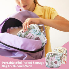 2 Packs Sanitary Pad Storage Bag Zipper Period Bag Sanitary Pads Holder Period Bags for Teenage Girls Small Make Up Bag Napkin Key Coin Purse Portable First Period Bag for School Teen Girls Women