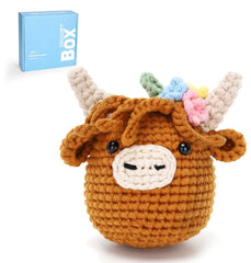 Complete Crochet Kit for Beginners - Highland Cow Style, Soft Yarn, Video Tutorial, Instructions Included