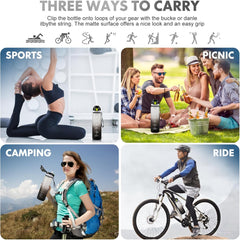 Water Bottle with Straw 1L,Boys Water Bottles with Straw 1 Litre,Waterbottle Leak-Proof Sports Water Bottle,Plastic Drinks Bottles Toxin Free，Bpa-Free (Black) Drinkware Reusable