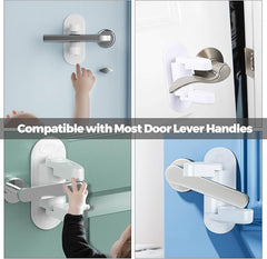 2 Pack Door Lever Safety Lock, Door Handle Locks for Child-Proof & Pet-Proof, Baby Door Safety Set Without Drilling, Heavy-Duty 3M Adhesive Tape, No Tools Required