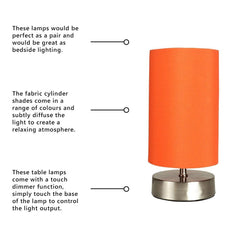 Chrome Bedside Touch Table Lamp 24cm Desk Task Light Lampshade LED Bulb Lighting