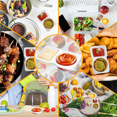 20pcs Reusable Snack Containers with Lids, Double Compartment Snack Pot,for Sauce,Condiment,Salad Dressings, Desserts and Assorted Side Dishes,Ideal for On-The-Go Meals and Parties