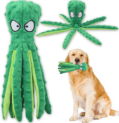 Squeaky Dog Interactive Play Toy,No Stuffing Octopus Dog Chew Toy with Crinkle Paper for Medium and Large Dogs Playing