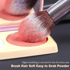 Make up Brushes 12Pcs Makeup Kit, Premium Synthetic Kabuki Foundation Face Powder Concealers Eyeshadow Blush Brushes Make up Brushes Set, with 2pcs Blender Sponges (Black/Silver)