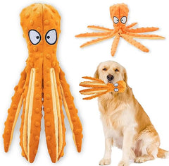 Squeaky Dog Interactive Play Toy,No Stuffing Octopus Dog Chew Toy with Crinkle Paper for Medium and Large Dogs Playing