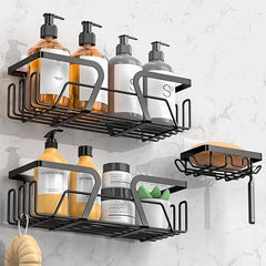 Kegii Shower Caddy 1/3/4 Pack, Bathroom Storage Shelf Organiser, No Drill Adhesive Rack, Stainless Steel