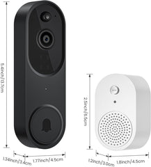 1080p Wireless Video Doorbell with Indoor Chime, AI Human Detection, 2-Way Audio, Night Vision, AES-128 Cloud Storage - Smart Home Protection