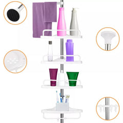 4 Tier Telescopic Bathroom Wall Corner Shelf Rack Shower Caddy Storage Organizer for Home