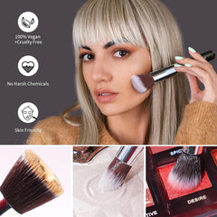 Make up Brushes 12Pcs Makeup Kit, Premium Synthetic Kabuki Foundation Face Powder Concealers Eyeshadow Blush Brushes Make up Brushes Set, with 2pcs Blender Sponges (Black/Silver)