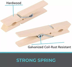Super Strong Wooden Clothes Pegs Laundry Hangers Pine Garden UK - Organiser