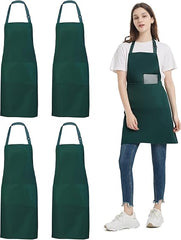 4 Pack Chef Aprons, Apron with 2 Pockets, Waterproof Adjustable Apron for Men, Women, Professional Kitchen Apron for Kitchen, Gardening, Restaurant, Barbecue, Coffee