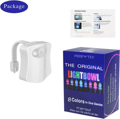8 Colour Changing RGB Toilet Bowl LED Light - Automatic Glow in Dark/Night time Motion Sensor, All Types of Toilets, Style, Décor, Prevent Accidents, 3 x AAA Powered, Energy [Energy Class A]