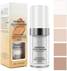 2 Pack TLM Color Changing Foundation For Aging Skin,Liquid Makeup Base Nude Face Cover Concealer Cream, Warm Skin Tone Moisturizing Cover, 30 mL