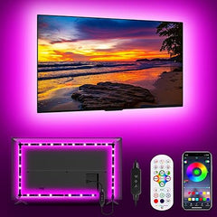 Daymeet LED Backlights, 9.8FT RGB Music Sync Lights for 32-60 Inch TV Behind, Rainbow Color With Remote APP Control USB Strip Lights for Room Xmas Decor